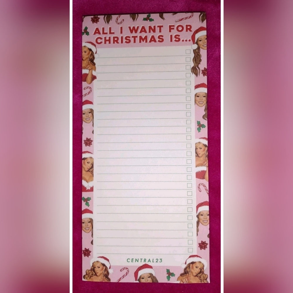 New Central 23 Mariah Carey All I Want for Christmas Is Note Pad List Stationary